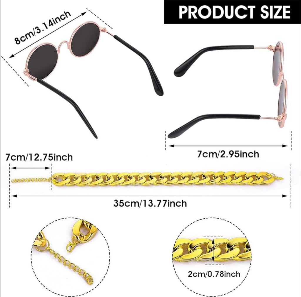 Sunglasses & Golden Chain For Cats